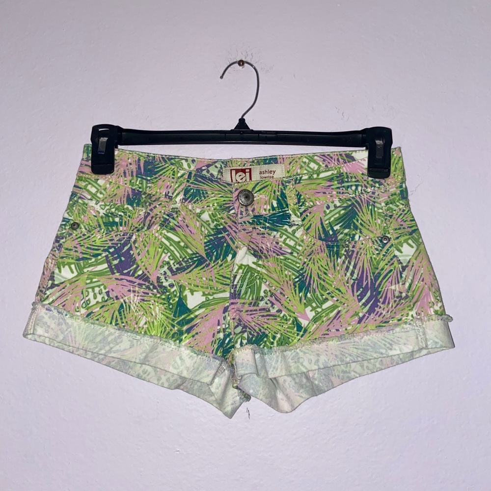 Tropical Print Summer Denim Vacation Shorts